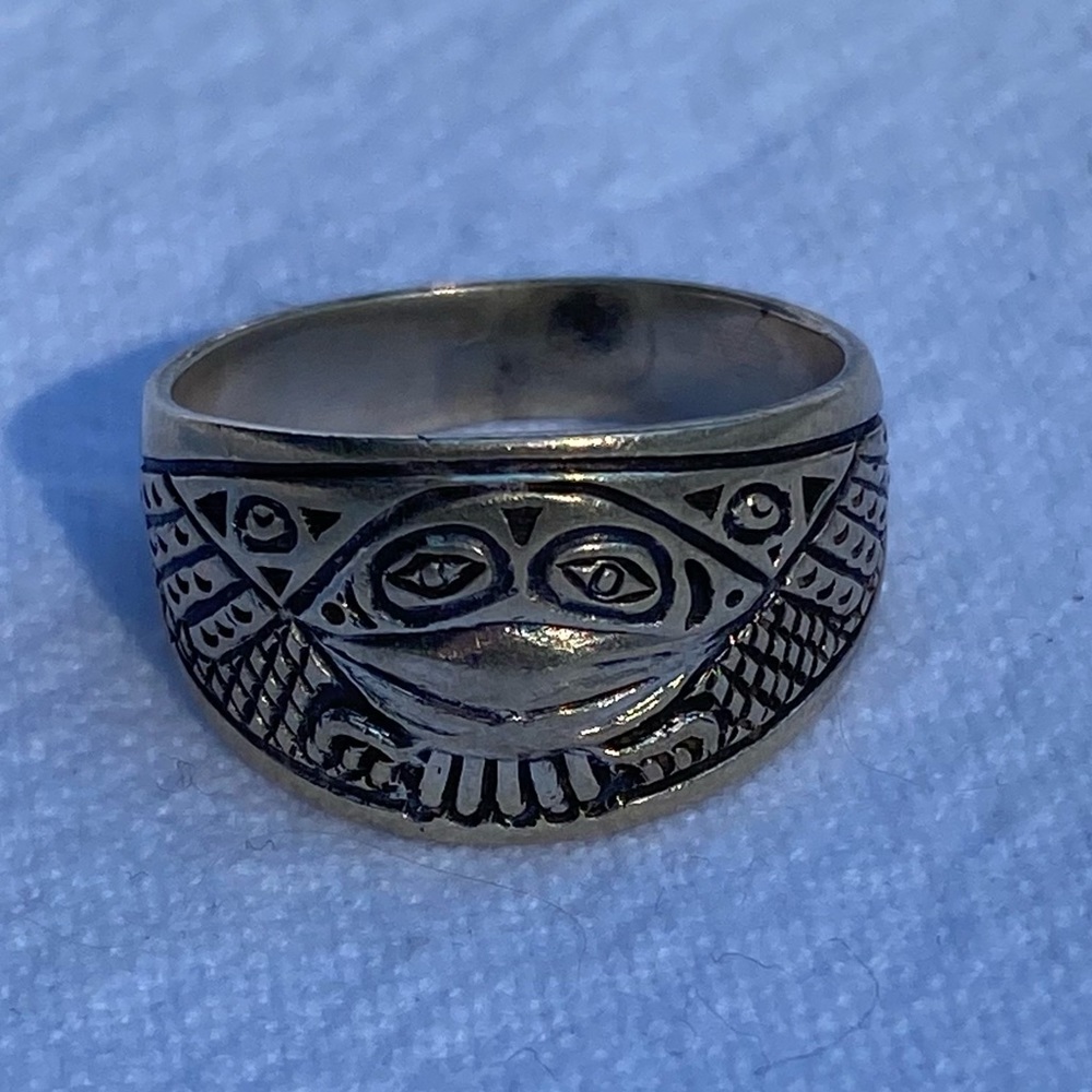 Native american totem sterling silver ring